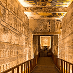 The intricately painted walls and astronomical ceiling of Ramesses VI in the Valley of the Kings, Luxor, captured during a private Top Class Egypt Travel guided tour