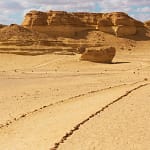 A magnificent desert landscape at Wadi El Hitan UNESCO World Heritage site in Fayoum Egypt.