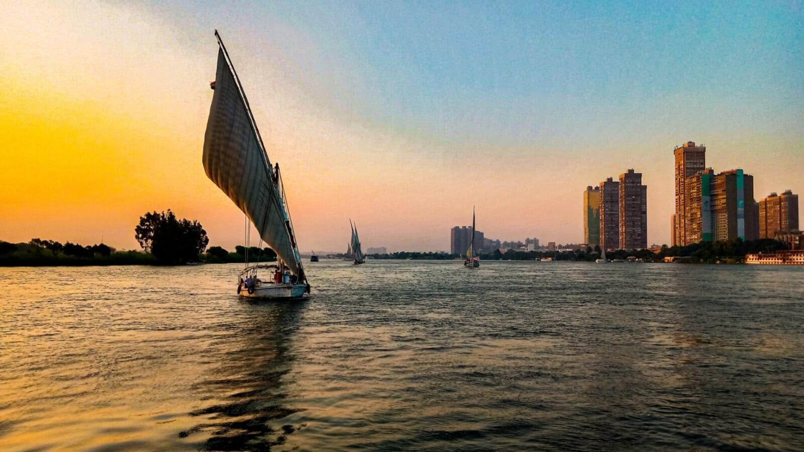 Felucca Sailing at Sunset Aswan